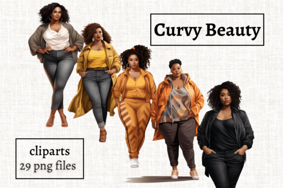 Download Curvy Black Girl Clipart Bundle, 29 PNGs - Premium Resources