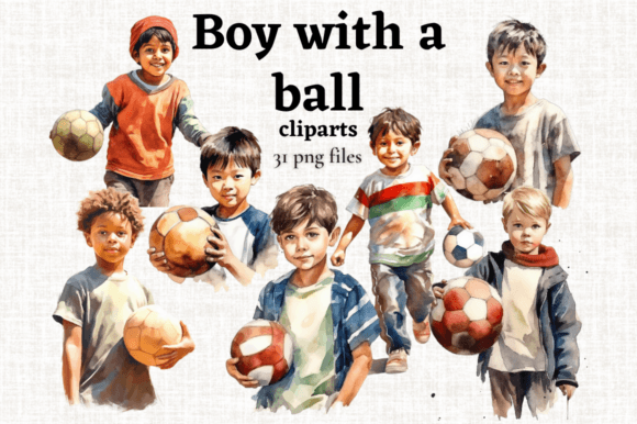 Download Cute Boy with Ball Clipart Set 31 PNGs - Pngs Collection