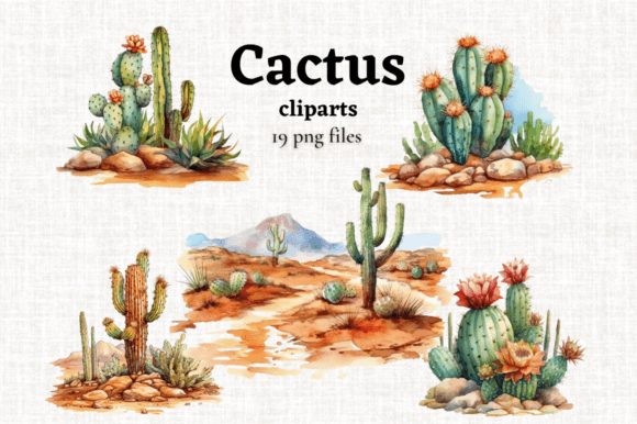 Download Watercolor Desert Cactus Clipart 19 PNGs - Premium Resources